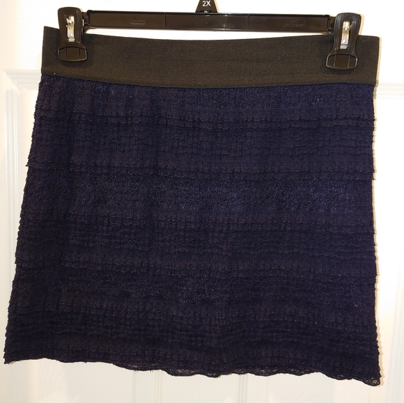 Free People Dresses & Skirts - Free People Navy lace textured elastic waist mini skirt size L
